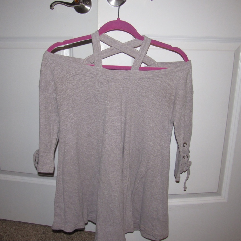 Gray off the shoulder top